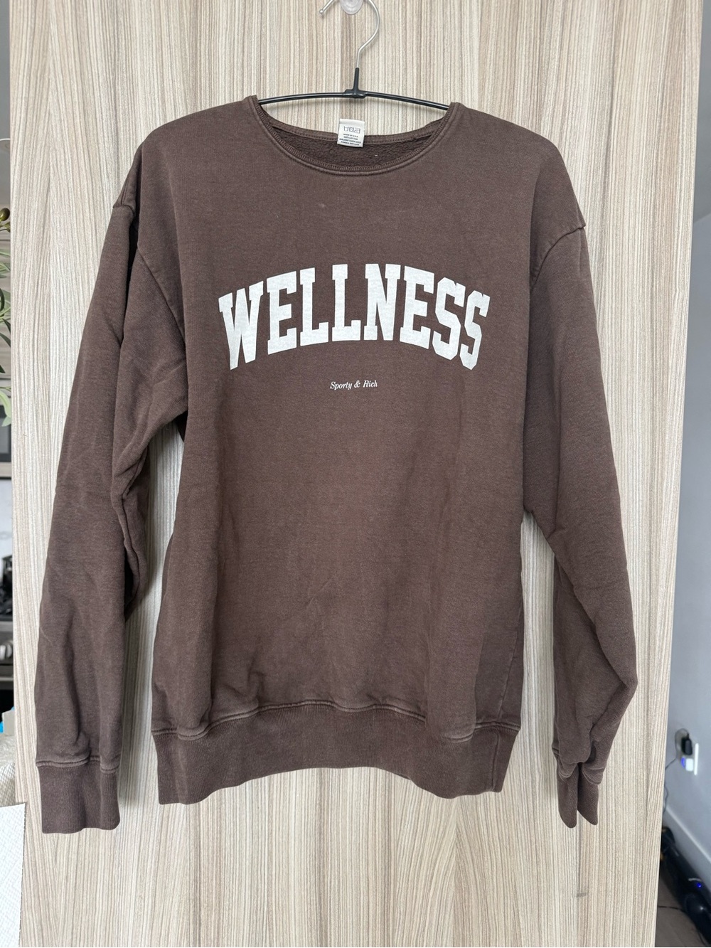 Sporty & Rich Wellness Crewneck Sweatshirt – Chocolate Brown – Size XS